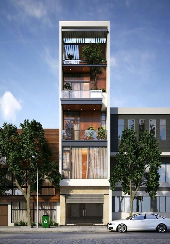 Thiết kế mẫu nhà phố 5 tầng phong cách hiện đại