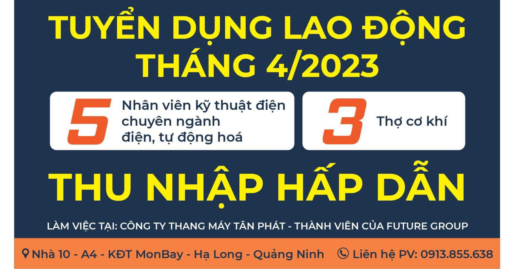 TUYỂN DỤNG LAO ĐỘNG THÁNG 4/2023